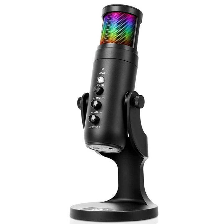 USB Condenser Microphone RGB Dynamic Light Effect Microphone Computer