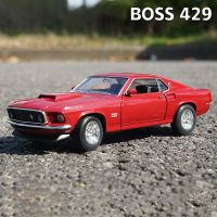 Ford Mustang Boss 429 1969โมเดลรถโลหะผสมซุปเปอร์คาร์ &amp; ยานพาหนะของเล่นเก็บของขวัญวันเกิดเด็กชายรถของเล่น