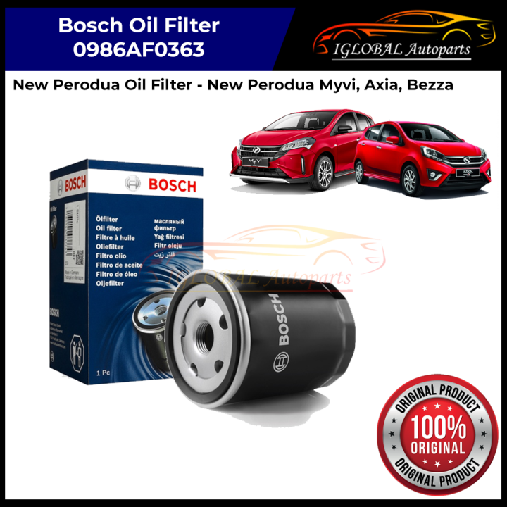 Bosch Oil Filter 0986AF0363 for New Perodua Myvi, Axia, Aruz, Bezza