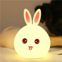 Rabbit Led Night Light USB for Children Baby Kids Gift Animal Cartoon Decorative Lamp Bedside Bedroom Living Room