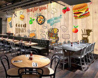 วอลเปเปอร์สั่งทำฝาผนังขนาดใหญ่ย้อนยุควอลเปเปอร์ร้านอาหารไม้อาหารตะวันตกผนัง3d