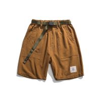 H-2005 Cargo Shorts With Belt Summer Men Outdoor Solid Color Mid-Waist Casual Loose Youth All-Matched Male Tooling Pants Daily