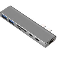 【Worth-Buy】 Ingelon Thunderbolt 3 Dock 7in1 Usb-C ฮับคู่ชนิด-C อะแดปเตอร์ชาร์จ Usb3.1เครื่องอ่านการ์ด4K Hdmi Macbook Pro