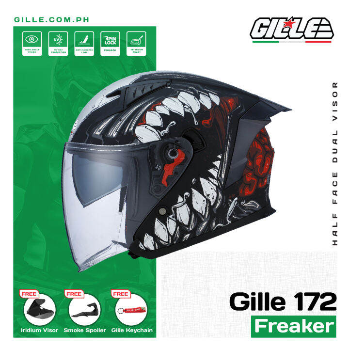 Gille Helmet 172 GVRV1 Freaker Motorcycle Helmets Half Face Dual Visor