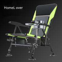 ﹉ Fishing chair outdoor multifunctional foldable adjustable chair backrest four leg adjustable aluminum alloy folding adults chair