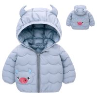 （Good baby store） Autumn Winter Down Coats for Kids Baby Boys Girls Warm Puffer Padded Jacket Overcoat Zipper Ox Horn Hooded Infant Outerwear 1 6T