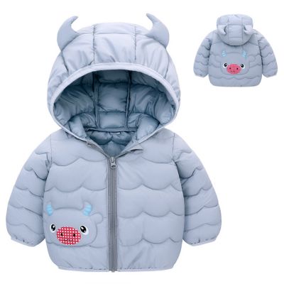 （Good baby store） Autumn Winter Down Coats for Kids Baby Boys Girls Warm Puffer Padded Jacket Overcoat Zipper Ox Horn Hooded Infant Outerwear 1 6T
