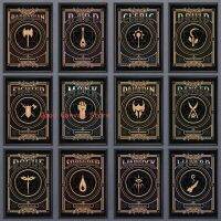 Warlock, Wizard, Fighter - D &amp; D Class Symbols Posters - HD Print Abstract Wall Art Pictures For Living Room Home Decor-เหมาะสำหรับนักเล่นเกมและแฟนแฟนตาซี