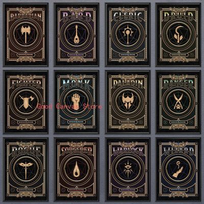 Warlock, Wizard, Fighter - D &amp; D Class Symbols Posters - HD Print Abstract Wall Art Pictures For Living Room Home Decor-เหมาะสำหรับนักเล่นเกมและแฟนแฟนตาซี