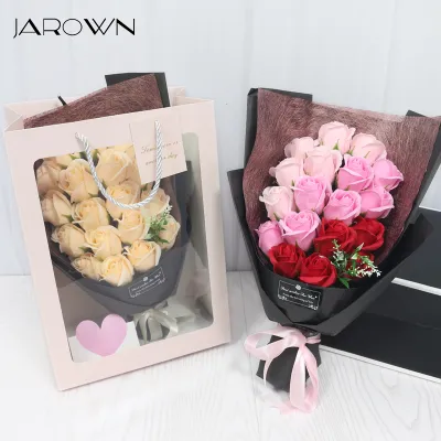 JAROWN Artificial Soap Flower Rose Bouquet Gift Bags Valentines Day Birthday Gift Christmas Wedding Home Decor Flower Flores