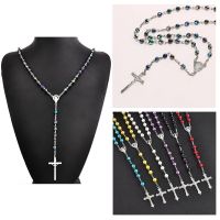 OKDEALS เครื่องรางกางเขน Tasbih Rosario สร้อยคอไม้กางเขนพระเยซูจี้พระแม่มารีย์โซ่