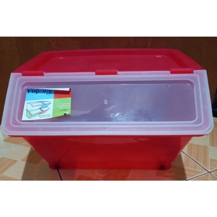 durable Flip top storage box with bottom wheels 48liters 56liters