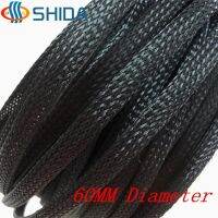 High Voltage Insulation Sleeving 3m Black 60mm Diameter Wire Protecting Encryption PET Nylon Braided Cable Sleeve Cable Management