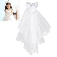 Flower Girl Bridal Veils White Wedding Bridal Veils First Communion Hair Wreath with Bow for Bride Marriage Wedding Accessories Hair Accessories