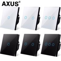 hot！【DT】 AXUS AC100-240V Led backlight Panel Tempered Glass wall sensory Switches 1/2/3 Gang Interruttore