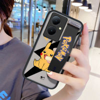 Mop Mall สำหรับ Vivo Y78 Y78 5G + 5G พร้อมเคสการ์ตูน Pikachu หลังฝ้าแบบข้อมือกันกระแทกเคสใส่โทรศัพท์ขอบนิ่มฝาครอบป้องกันเลนส์แบบเต็มรูปแบบเคสโทรศัพท์บางเฉียบ