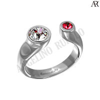 ANGELINO RUFOLO Ring ดีไซน์ White &amp; Red Crystal แหวนผู้ชาย Stainless Steel 316L(สแตนเลสสตีล)คุณภาพเยี่ยม สีเงิน ประดับตกแต่งด้วย คริสตัลสีแดง