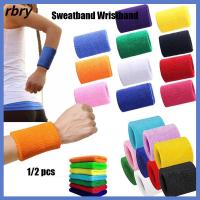 RBRY 1/2pcs สีทึบ ยามห่อยาม วอลเลย์บอล บาสเก็ตบอล กีฬา Sweatband วงเทนนิสมือ สายรัดข้อมือยิมเหงื่อ สายรัดข้อมือผ้าฝ้าย