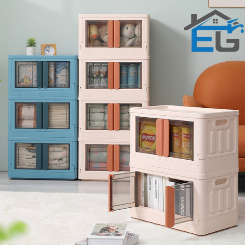 Big Plastic Storage Drawer Two Open Door Storage Box Foldable