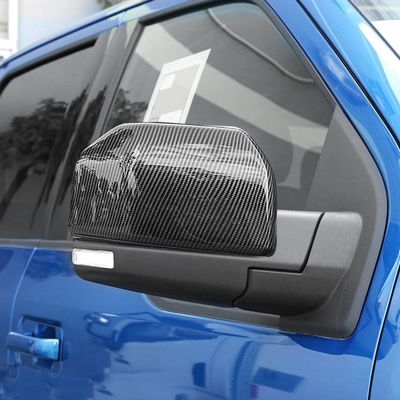 Carbon Fiber Rearview Mirror Cover Side Door Side Mirror Overlay Cover Trim Side Mirror Shell for Ford Raptor F150 2015+