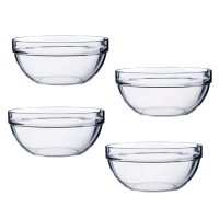 4pcs Salad Bowl Acrylic Thicken Transparent Round Bowl for Serving Fruit Vegetable Snack (14x6cm)