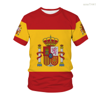 2023 NEW 2023 Flag of Spain Printed Mens T-shirt Harajuku Womens Fashion T-shirt 3d Printing Size：s-5xl