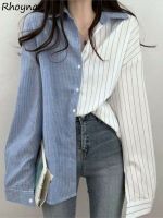 ○▫  Vertical Striped Shirts Women Baggy S-3XL Irregular Korean Fashion Preppy Harajuku Lady Camisas Long Sleeve Spring Temper Teens