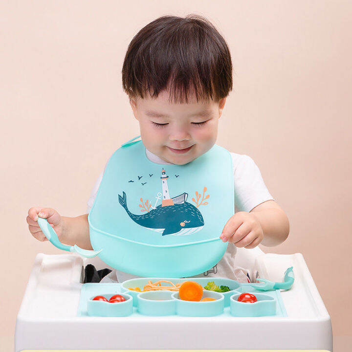 Baby Waterproof Bib, Silicone Waterproof / Adjustable Washable Bib ...