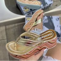 Womens Wedge Platform Slippers 2023 Summer Fashion Color Thick Bottom Flip Flops Shoes Ladies Luxury Sandals Zapatos De Mujer