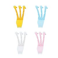 594C 12pcs Giraffe Fruit Forks Children Snack Cake Dessert Pick Bento Lunches Party