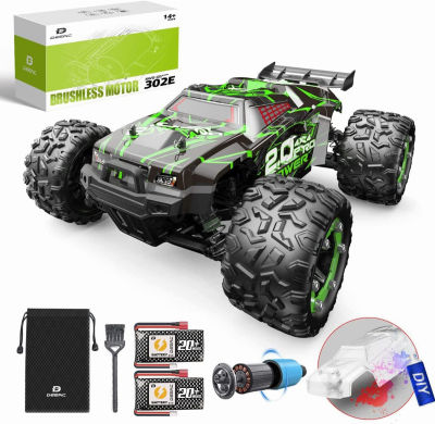 DEERC Brushless 302E RC Cars for Adults, Upgraded 60KM/H High Speed Remote Control Car, 4WD 1:18 Scale All Terrain Off Road Monster Truck with DIY Extra Shell, 2 Battery 40 Min Car Toy for Boys &amp; Girl