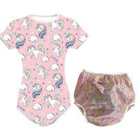 Baby Bodysuit Sissy Snap Crotch Pajamas ABDL Onesie PVC Diaper Cover