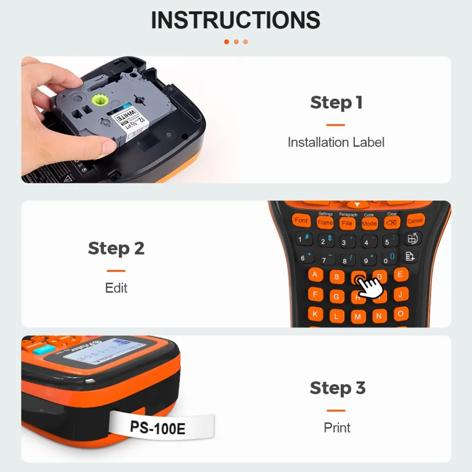 Portable Label Maker PS100E Auto Cutting Labeling Maching Replace for  Brother P Touch Label Printer tze231 hse-231 Label Tape