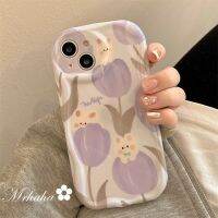 Mrhaha เคสครีมแฟชั่นสำหรับ Realme C55 C35 C17 C15 C11 5 5S 5i 6i 8i C33 C20 C31 C21 C30 C25Y C25 C21Y C12 C25s เคลือบคุณภาพสูงรูปกระต่ายสีม่วงน่ารักป้องกันซิลิโคนเคสโทรศัพท์ผ้าคลุม?คลังสินค้าพร้อม