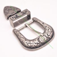 HEAVY DUTY COWBOY WESTERN FLORAL ENGRAVED ANTIQUE SILVER BELT BUCKLE SET 1-1/2" Belts