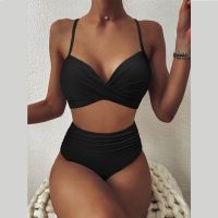 Bikini Push Up Swimsuit Women Sexy Solid Swimwear Female Leopard Banthing Suit Ruched Beachwear XL High Waist Bikini 2022 Woman