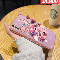 JIUMOO เคสปลอกสำหรับ Samsung กาแล็คซี่ A11 M11การ์ตูนน่ารักสีชมพูสติทช์ดั้งเดิมเคสซิลิโคนขอบสี่เหลี่ยมนิ่มกันกระแทกฝาปิดเลนส์เต็มรูปแบบเคสกันกระแทกกล้อง