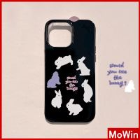 Mowin - เข้ากันได้สำหรับ เคสไอโฟน เคสไอโฟน11 สำหรับ iPhone 14 Pro Max เคส iPhone สีดำเงาเคส TPU อ่อนกันกระแทกป้องกันกล้องกระต่ายการ์ตูนน่ารักเข้ากันได้สำหรับ iPhone 13 Pro max 12 Pro Max 11 Pro Max xr xs 7Plus 7 8