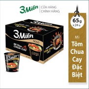 Thùng Mì ly 3 Miền Gold Tôm Chua Cay Đặc Biệt 75g 24 ly x 65g