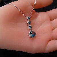 จี้พลอย ลอน ดอล บูล โทปาซ เงินแท้ 92.5 % ชุบโรเดียม  Pendent london blue topaz silver 92.5 % Rhodium plating