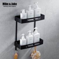 ☏✉❁ Stainless steel 304 Black bathroom corner shelf shower room rack for body wash bottle toilet corner table shelf holder HC7005