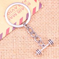 Fashion Keychain 25x7x7mm fitness equipment barbell Pendants Men Jewelry Car Chain Holder Souvenir