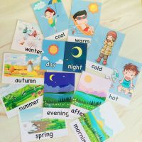 12pcs English Learning Cards Season Time Flashcards For Children Kindergarten Educational Card English Teacher Teaching Aids Flash Cards Flash Cards