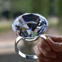 Wedding Decoration 8cm Crystal Glass Large Diamond Ring Romantic Proposal Marriage Props Home Ornaments Party Gifts Souvenirs