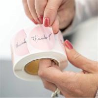 hot！【DT】⊕☍  500pcs/Roll 2.5cm  Stickers Roll Pink Business Thank You Shipping BagsThank Labels