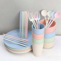 28 Pcs Dinner Set, &amp; Unbreakable Camping Plates and Cutlery Set, Dinner Plates, Cups, Bowls, Cutlery