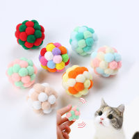 สัตว์เลี้ยงแมวของเล่นที่มีสีสันที่ทำด้วยมือ Bouncy Ball ของเล่นลูกแมว Plush Bell Ball เมาส์ของเล่น Planet Ball ของเล่นแมว Interactive Pet Supplies-lihaibo2