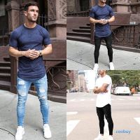 ☎❐ CB ☜ ☜Men Jeans Ripped Skinny Stretchy Hole Frayed Fashion