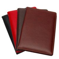 Multi-card Passport Holder Insert Bank Card Passport Genuine Leather Short Passport Cover Leather Litchi Pattern Ticket Holder Card Holders