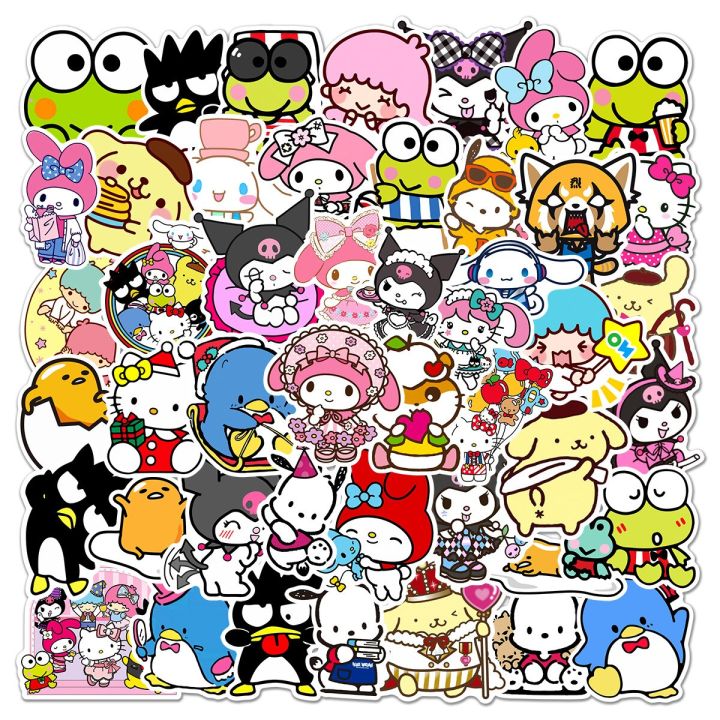 10/50/100pcs Mixed Sanrio Kawaii Stickers Kuromi Cinnamoroll My Melody ...